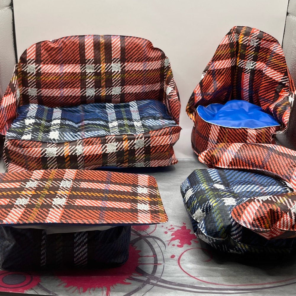 See Toys vintage 70’s Puff n Play Plaid furniture Set GUC